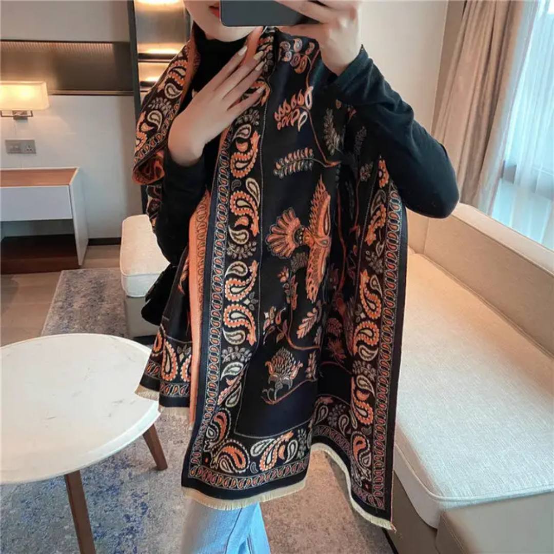 Posmin China Luxary Shawl Black & Golden